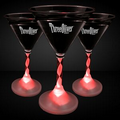 60 Day 8 Oz. Red LED Imprintable Martini Glass w/ Spiral Stem
